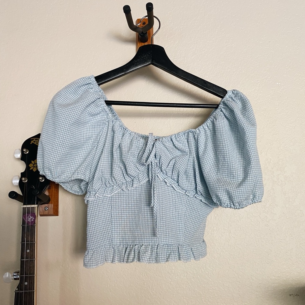 Gingham prairie top